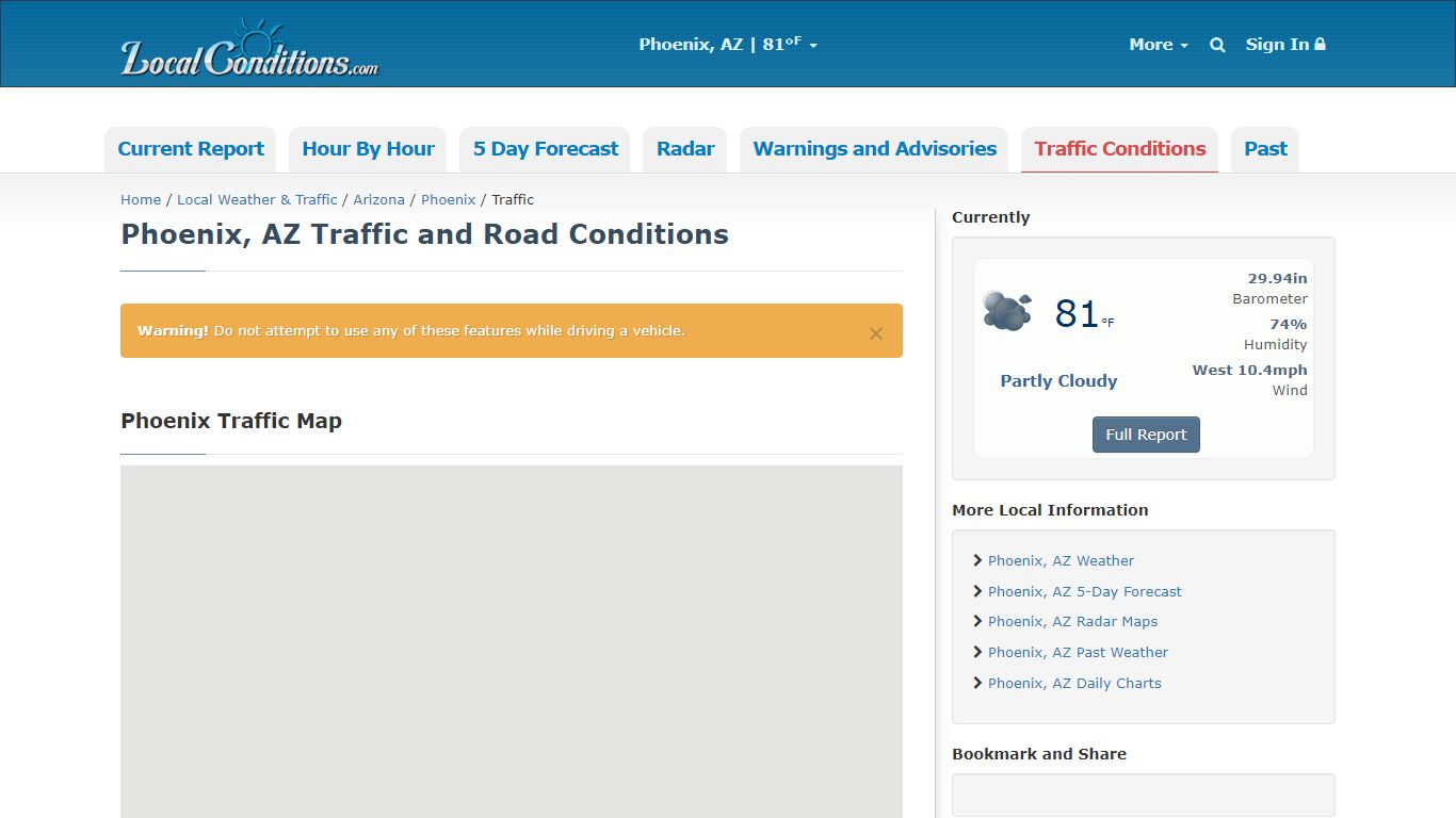 Phoenix, AZ Road Conditions with Driving and Traffic Flow ...